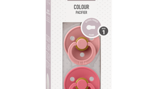 Set 2 suzete Bibs Colour Latex tetina rotunda 0 luni + Dusty PinkCoral
