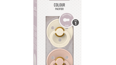 Set 2 suzete Bibs Colour Latex tetina rotunda 0 luni + IvoryBlush