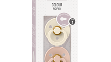 Set 2 suzete Bibs Colour Latex tetina rotunda 0 luni + IvoryBlush