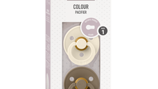 Set 2 suzete Bibs Colour Latex tetina rotunda 0 luni + IvoryDark Oak