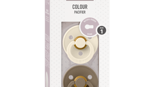 Set 2 suzete Bibs Colour Latex tetina rotunda 0 luni + IvoryDark Oak