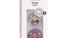 Set 2 suzete Bibs Colour Latex tetina rotunda 6 luni + Fossil GreyMauve