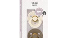 Set 2 suzete Bibs Colour Latex tetina rotunda 6 luni + IvoryDark Oak