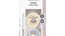Set 2 suzete BIBS Colour Studio Collection Flower Latex 6 luni+ Ivory