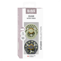 Set 2 suzete Bibs Colour Studio Collection Polka Dots tetina rotunda 0 luni+ SageIron - 1