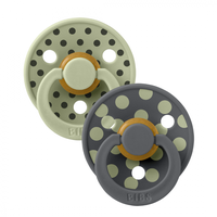 Set 2 suzete Bibs Colour Studio Collection Polka Dots tetina rotunda 0 luni+ SageIron - 3