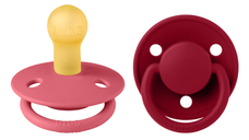 Set 2 suzete Bibs De Lux Latex, tetina rotunda, 0 luni, CoralRuby