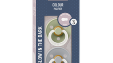 Set 2 suzete Bibs fosforescente Colour Glow Latex, tetina rotunda, 18 luni + SageCloud