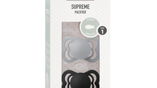 Set 2 suzete Bibs Supreme Silicon tetina simetrica 0 luni + CloudBlack