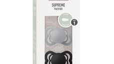 Set 2 suzete Bibs Supreme Silicon tetina simetrica 0 luni + CloudBlack