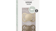 Set 2 suzete Bibs Supreme Silicon tetina simetrica 0 luni + VanillaDark Oak
