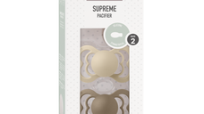 Set 2 suzete Bibs Supreme Silicon tetina simetrica 6 luni + VanillaDark Oak