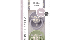 Set 2 suzete Bibs x Liberty de lux Capel Silicon tetina rotunda marime universala Fossil GreySage