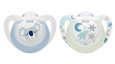 Set 2 suzete Nuk Star Day  Night silicon 0-6 luni M1 bleu