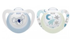 Set 2 suzete Nuk Star Day  Night silicon 0-6 luni M1 bleu