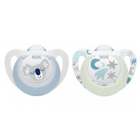 Set 2 suzete Nuk Star Day  Night silicon 0-6 luni M1 bleu - 1