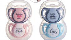 Set 2 suzete ortodontice din silicon si cutie sterilizare Minut Baby 6+ roz
