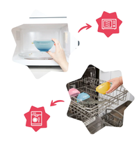 Set 3 boluri colorate pentru mancare cu suport inclus - 1