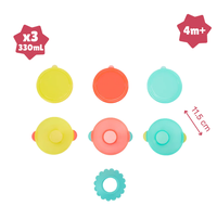 Set 3 boluri colorate pentru mancare cu suport inclus - 2