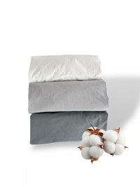 Set 3 cearsafuri din bumbac ranforce pentru pat copii, Deseda, cu elastic roata, dimensiune 140 x 70 cm, mix Gri - 1