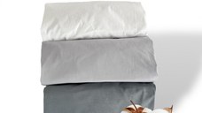 Set 3 cearsafuri din bumbac ranforce pentru pat copii, Deseda, cu elastic roata, dimensiune 140 x 70 cm, mix Gri