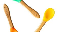 Set 3 lingurite bambus verde, portocaliu, galben eco rasca