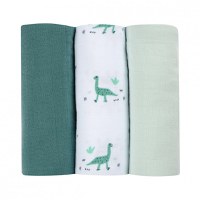 Set 3 museline Beaba bumbac organic 70x70 cm jurassic green - 7