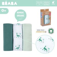 Set 3 museline Beaba bumbac organic 70x70 cm jurassic green - 5