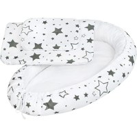 Set 3 piese New Baby Baby Nest cu paturica si pernuta Grey stars - 3