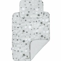 Set 3 piese New Baby Baby Nest cu paturica si pernuta WhiteGrey stars - 3