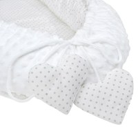 Set 3 piese New Baby Luxury Baby Nest cu paturica si pernuta in forma de inima Minky Heart White - 5
