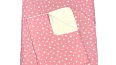 Set 3 Piese: Paturica, Cearsaful si Pernuta 140x70 cm cu Stelute Roz