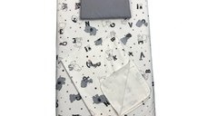 Set 3 piese paturica cu cearsaf si pernuta 120x60 cm Litere nazdravane