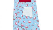 Set 3 piese paturica cu cearsaf si pernuta 120x60 cm Pepene rosu pe bleu