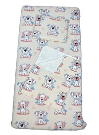 Set 3 piese paturica cu cearsaf si pernuta 160x80 cm Catelusi - 1