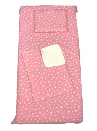 Set 3 piese paturica cu cearsaf si pernuta 160x80 cm Stelute pe roz - 1