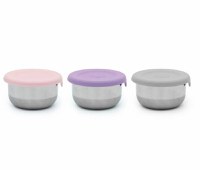 Set 3 recipiente mini Melii roz mov gri din inox cu capac silicon - 4