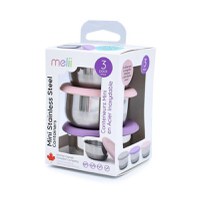 Set 3 recipiente mini Melii roz mov gri din inox cu capac silicon - 3