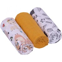 Set 3 scutece Infantilo din muselina galben mustar - 3