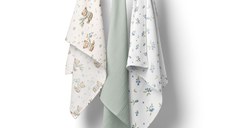 Set 3 scutece multifunctionale Bocioland Green 70x70 cm din muselina 100 bumbac,suprafata texturata,moale si absorbanta