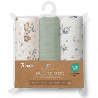 Set 3 scutece multifunctionale Bocioland Green 70x70 cm din muselina 100 bumbac,suprafata texturata,moale si absorbanta - 2