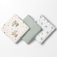 Set 3 scutece multifunctionale Bocioland Green 70x70 cm din muselina 100 bumbac,suprafata texturata,moale si absorbanta - 3