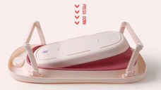 Set 4 in 1 Little Mom Grey cu cadita pliabila cu termometru display digital incoporat, reductor anatomic pentru bebelusi, galetusa pliabila si recipient pentru clatire pliabil cu maner, non-toxice, fara BPA