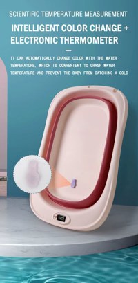 Set 4 in 1 Little Mom Grey cu cadita pliabila cu termometru display digital incoporat, reductor anatomic pentru bebelusi, galetusa pliabila si recipient pentru clatire pliabil cu maner, non-toxice, fara BPA - 3