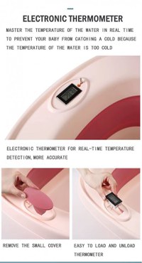 Set 4 in 1 Little Mom Grey cu cadita pliabila cu termometru display digital incoporat, reductor anatomic pentru bebelusi, galetusa pliabila si recipient pentru clatire pliabil cu maner, non-toxice, fara BPA - 5