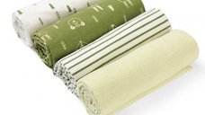 Set 4 paturici subtiri din bumbac pentru bebelusi unisex Verde