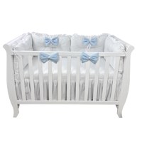 Set 4 perne aparatori super groase albe + cearsaf cu volanas si fundite 120x60 cm albastru pal - 1