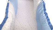 Set 6 aparatori protectii laterale patut 120x60 cm Albastru - Stelute albastre