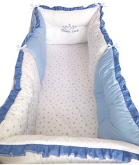 Set 6 aparatori protectii laterale patut 120x60 cm Albastru - Stelute albastre - 1