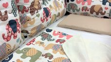 Set 6 aparatori protectii laterale patut 120x60 cm Elefantei maro